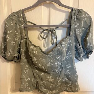 Abercrombie Sage Floral Top
